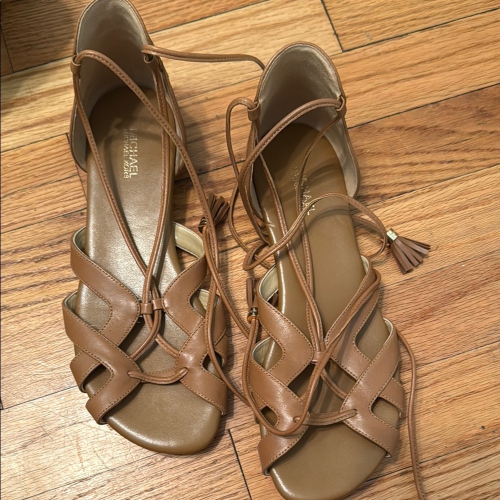 Michael Kors Tan Leather Sandals with Adjustable Straps